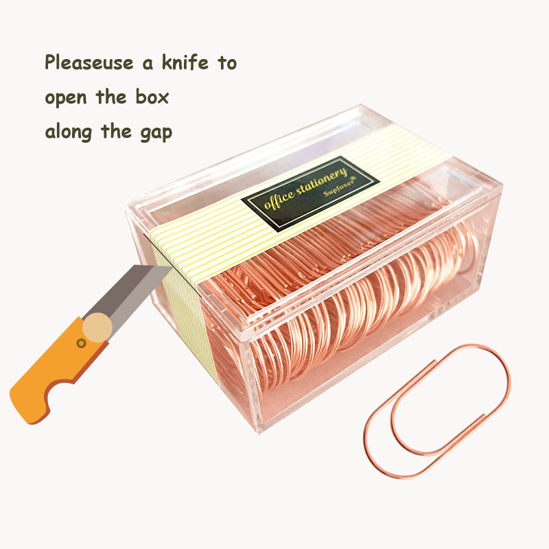 Supfoxer Rose Gold Large Paper Clips, 50pcs 50mm 2 inch Jumbo Paper Clip Non-Skid Large Wide Smooth Finish Steel Wire Office Supply Accessories - Image 3